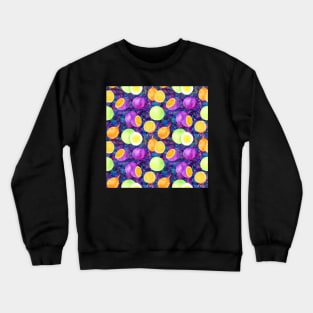 Bright watercolor tropical fruit pattern, passion fruit on the galaxy background Crewneck Sweatshirt